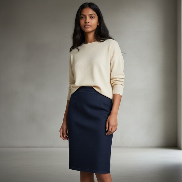 Leara woman Dresses & Skirts - Leara Woman Dark Wash Denim Pencil Skirt Womens M 28" Long High Waist Zip Slit